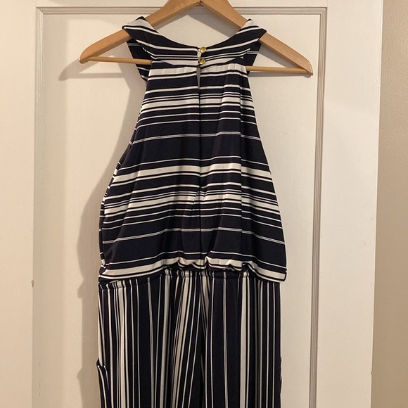Navy Blue Stripped Jumpsuit - Picture 6 of 7